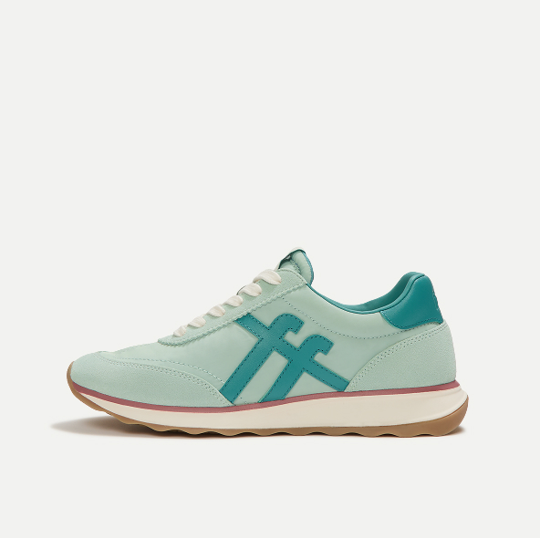RETRO-Q Fabric/Suede Trainers Teal