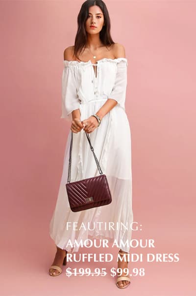 Amour Amour Ruffled Midi Dress - White