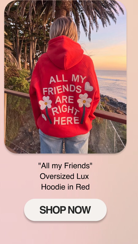 "All my Friends" Oversized Lux Hoodie in Red