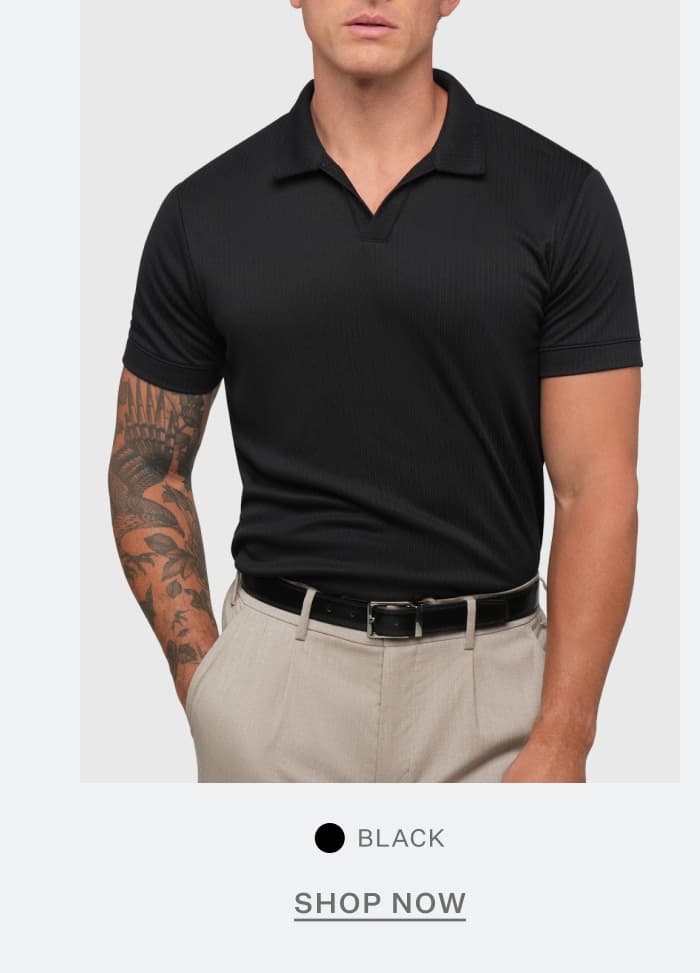 SoHo Ribbed Polo in Black