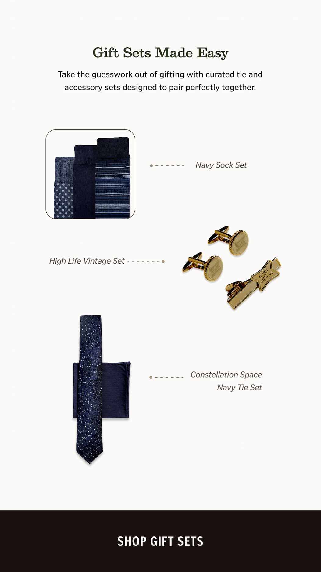 Take the guesswork out of gifting with curated tie and accessory sets designed to pair perfectly together.