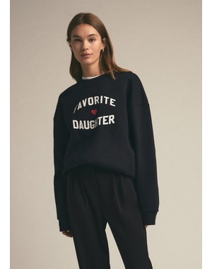 FAVORITE DAUGHTER HEART LOGO SWEATSHIRT-black / XS