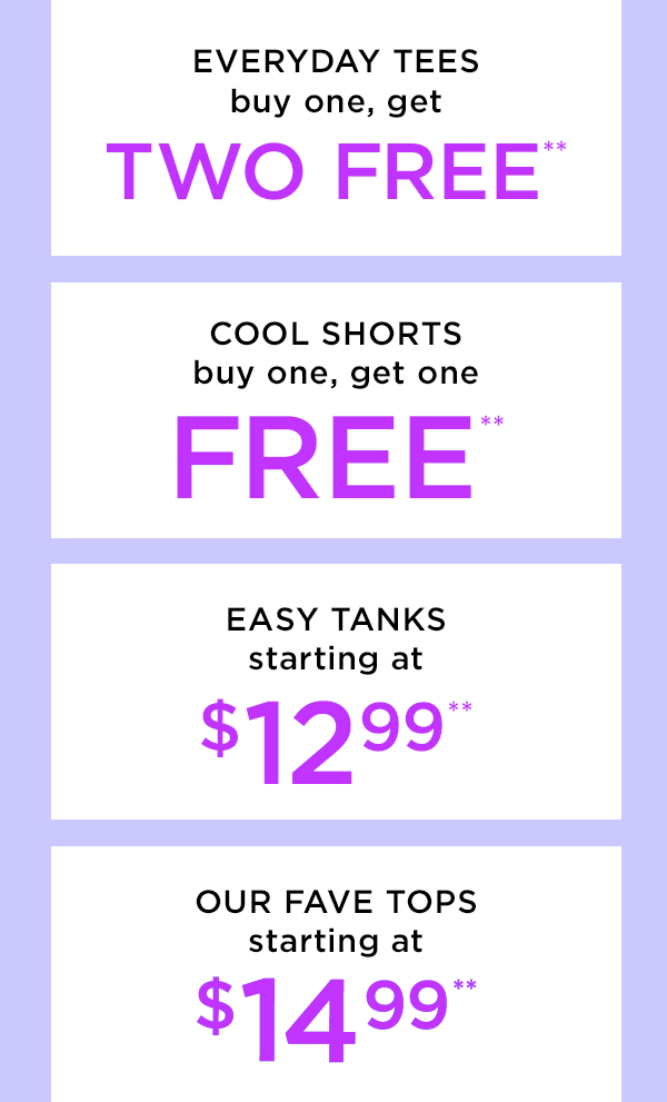 Everyday tees buy one, get two free