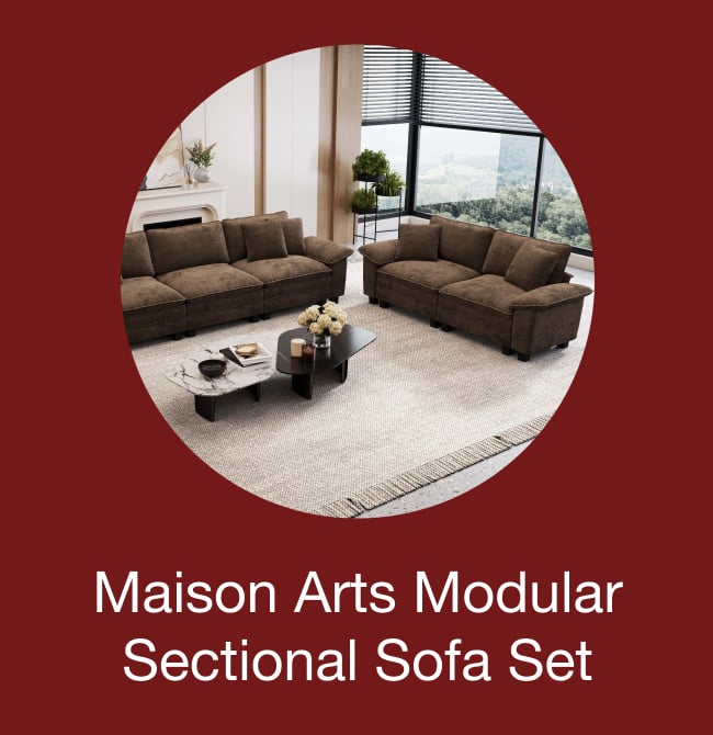 MAISON ARTS Chenille & Corduroy Modular Sectional Sofa Set