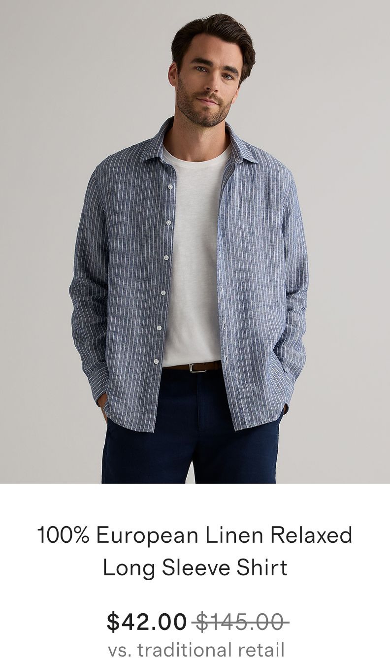 100% European Linen Relaxed Long Sleeve Shirt