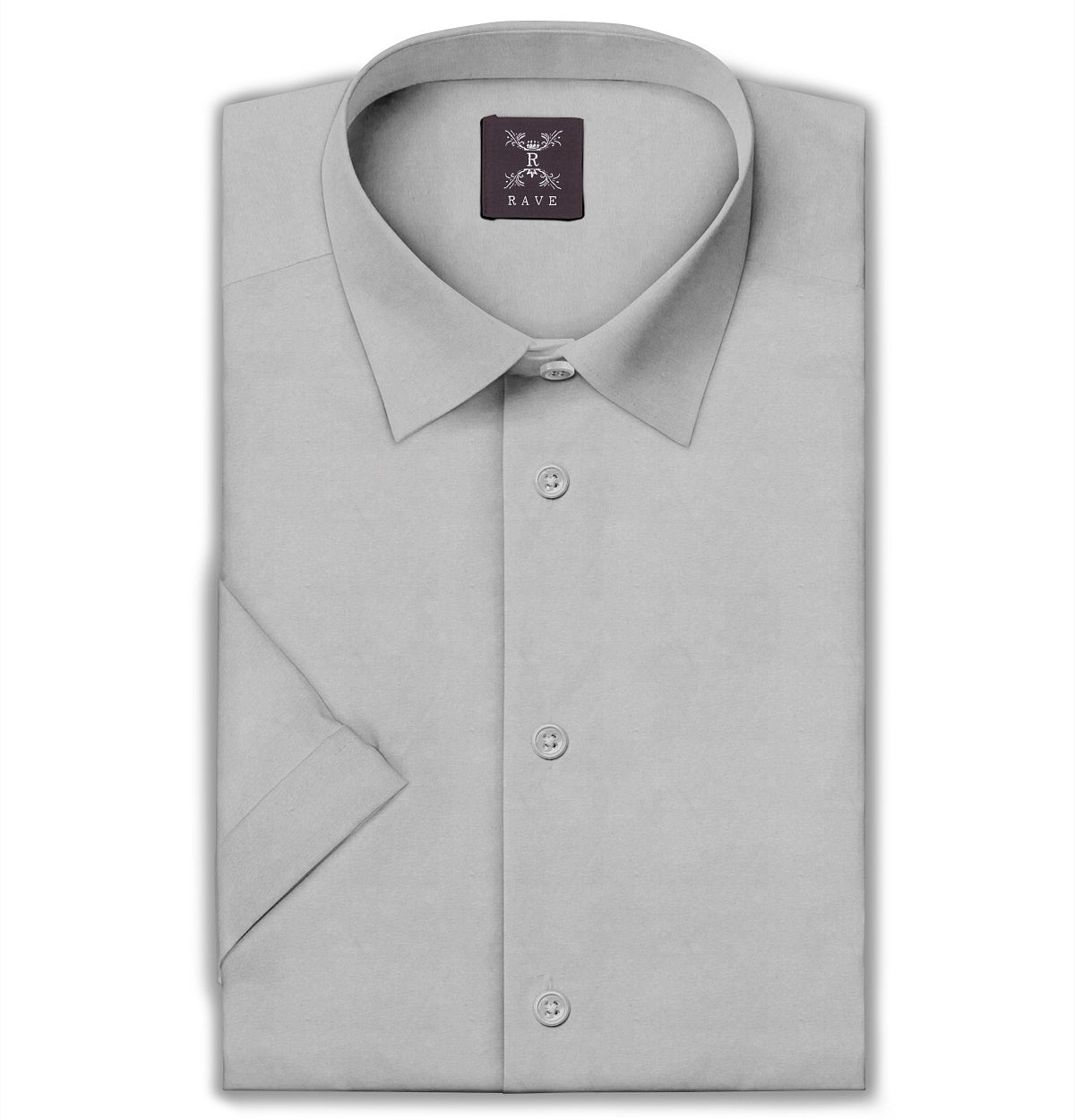 Image of Wrinkle-Resistant - Cotton-Lycra - Short Sleeve - Light Gray