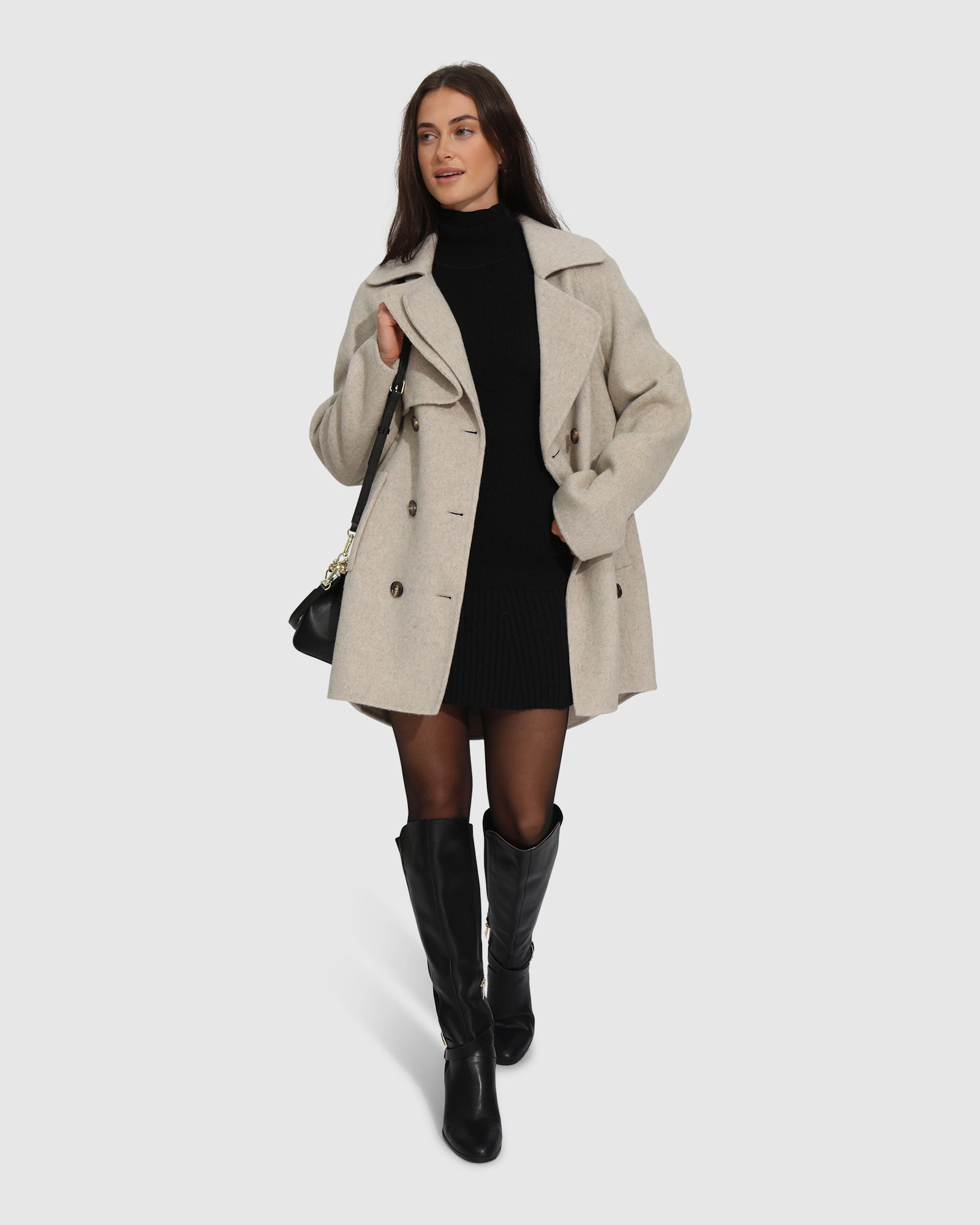Image of Wanna Be Loved Wool Blend Peacoat - Pale Oat