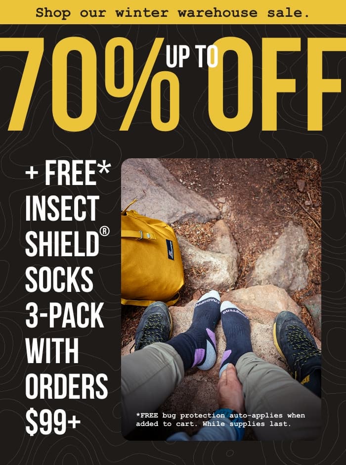 Up to 70% off. Free Insect Shield Socks 3-pack with orders $99+