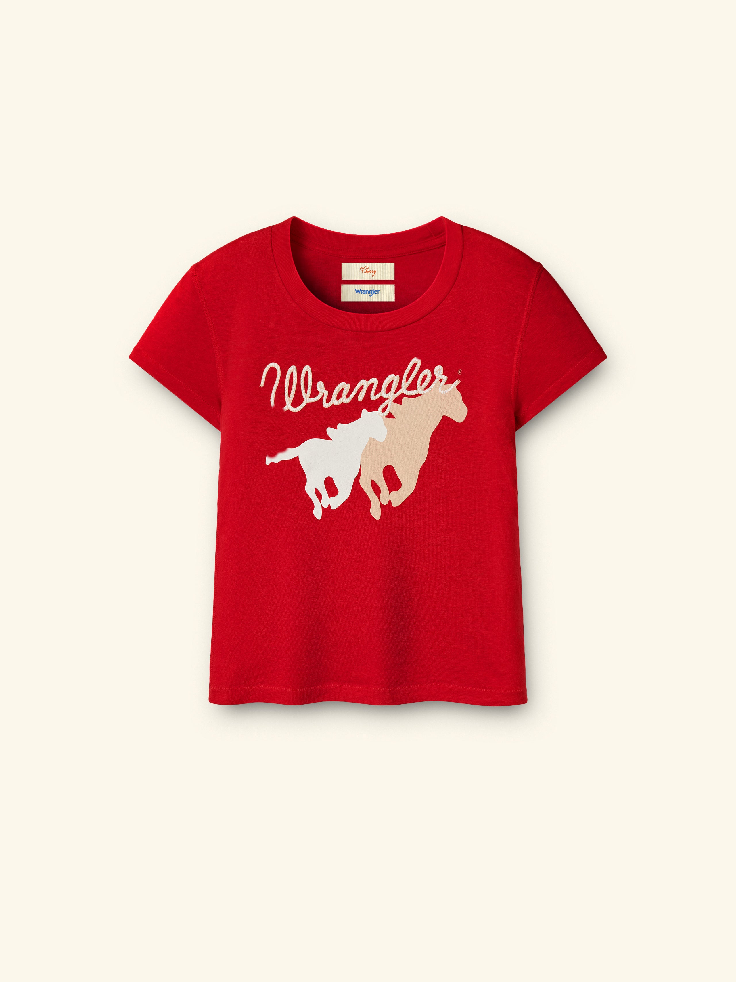Image of Cherry x Wrangler Women's Cowgirl Fitted Baby Tee (Red)
