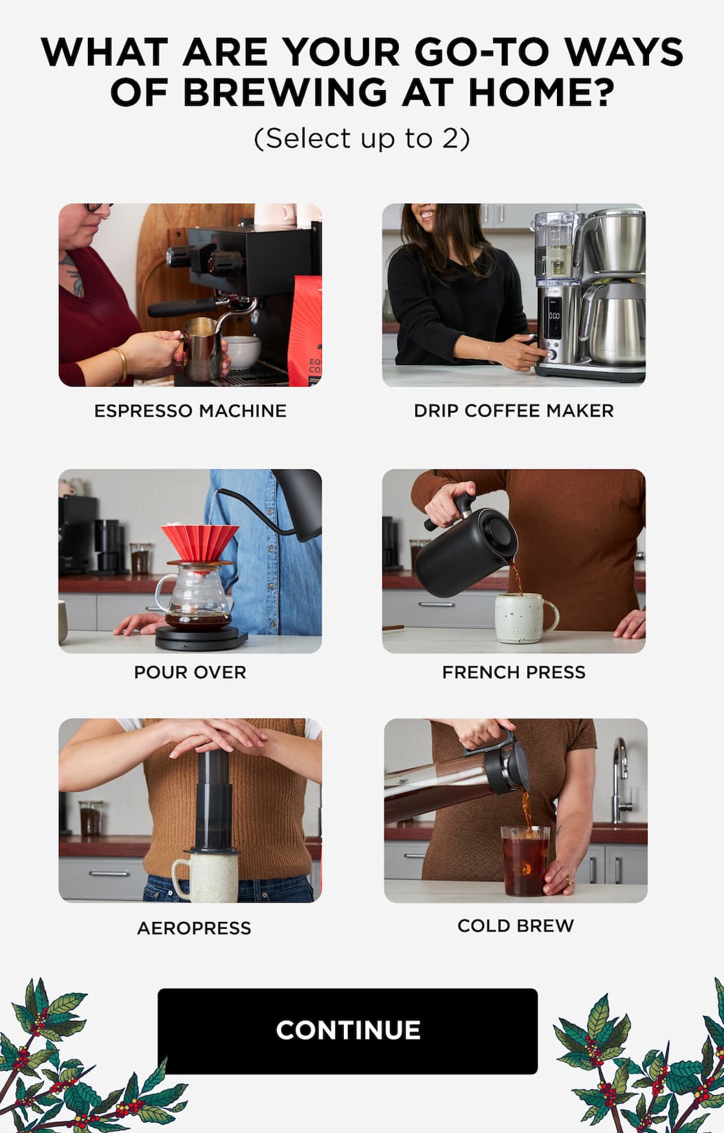 What are your go-to ways of brewing at home? (Select up to 2)