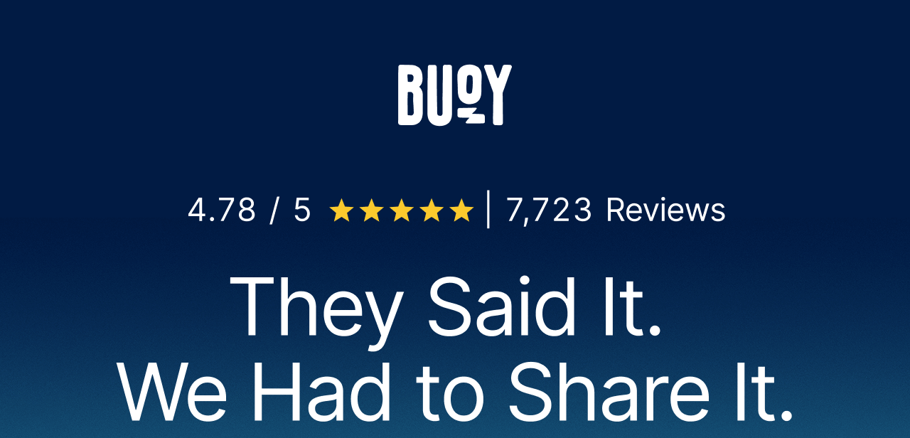 Buoy. 4.78/5 Stars. 7,723 Reviews. They Said It. We Had to Share It.