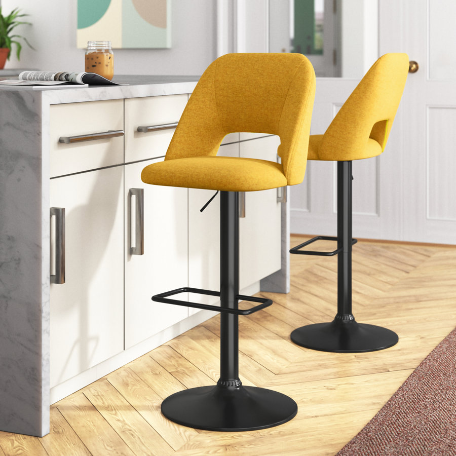 Bridgette 24"-32" Swivel 360° Upholstered Footrests Adjustable Height Bar Stool