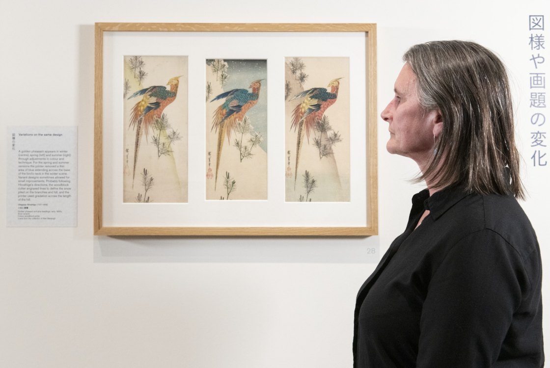Visitor inside Hiroshige: artist of the open road exhibition