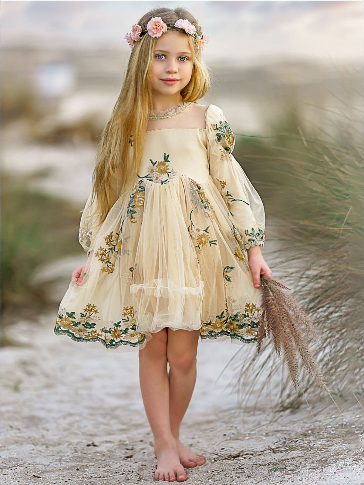Image of Flower Embroidered Lace Dress