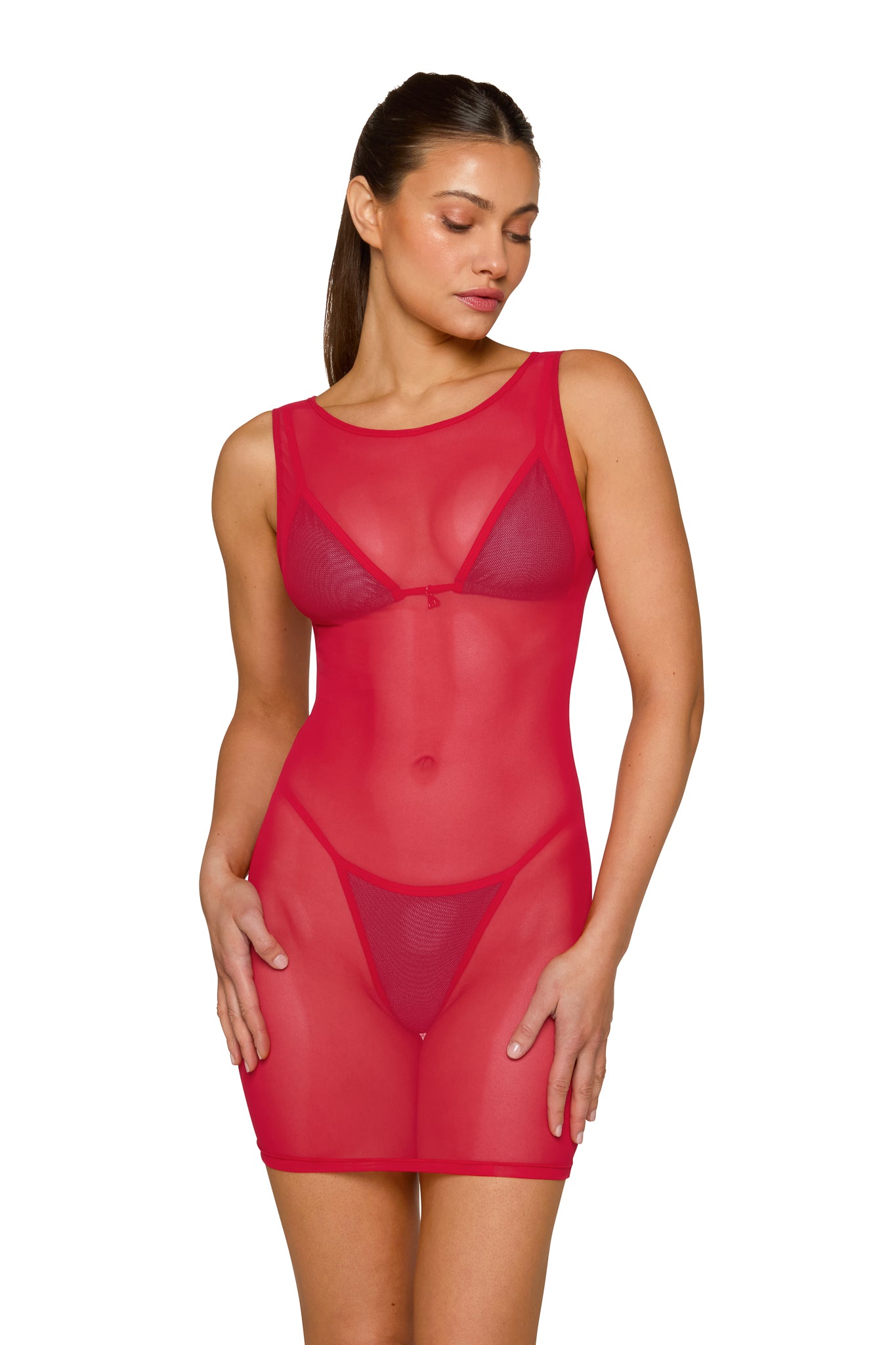 Image of MESH DRESS RED