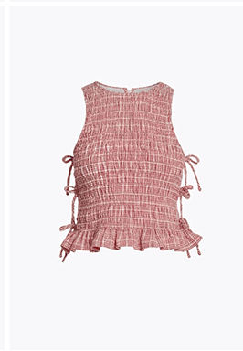 Gingham Seersucker Smocked Tank Top