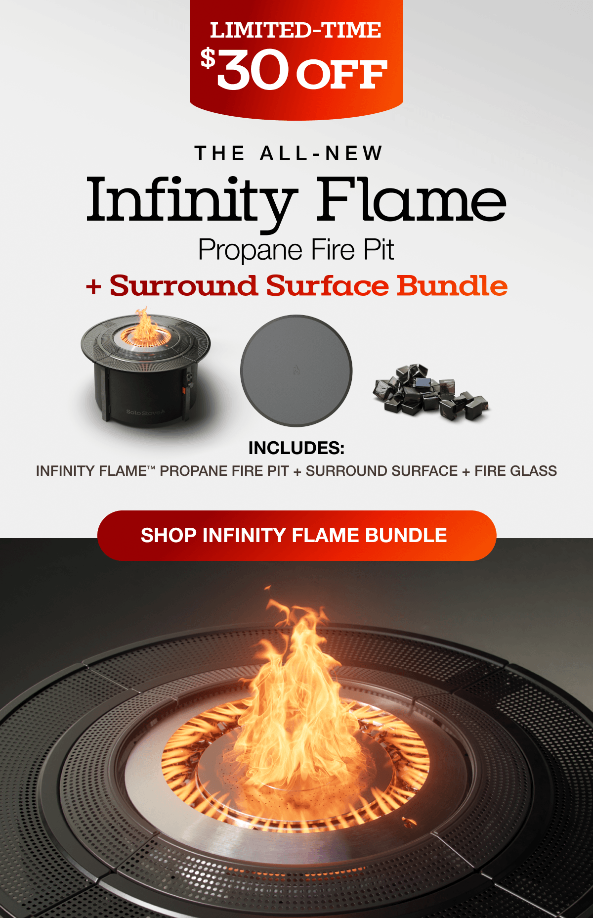 Infinity Flame Propane Fire Pit + Surround Surface