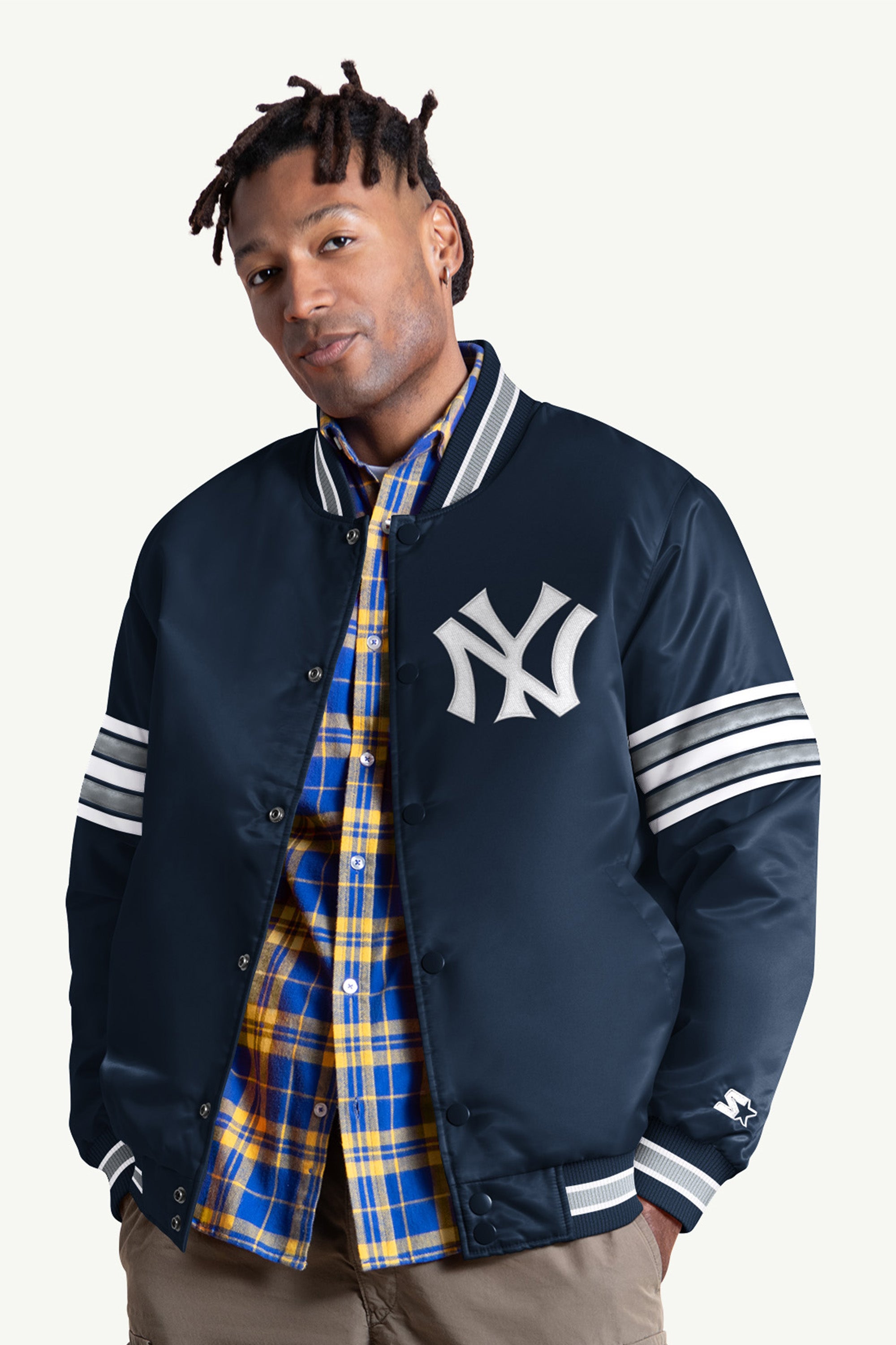 Image of MENS NEW YORK YANKEES SATIN VARSITY JACKET
