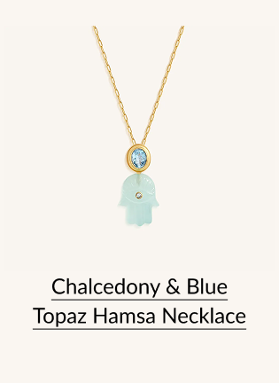 Chalcedony & Blue Topaz Hamsa Necklace