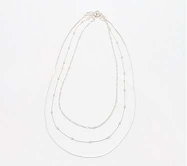 UltraFine 950 Silver Set of 3 Necklaces with Magnet Clasp