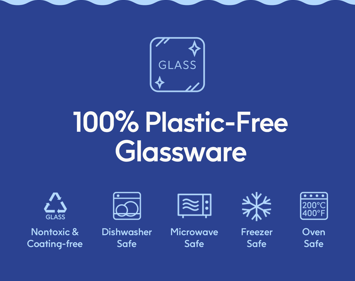 100% Plastic-Free Glassware