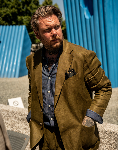 Tailored Fit Olive Linen Suit