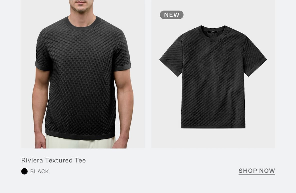 Riviera Knit Textured Tee in Black