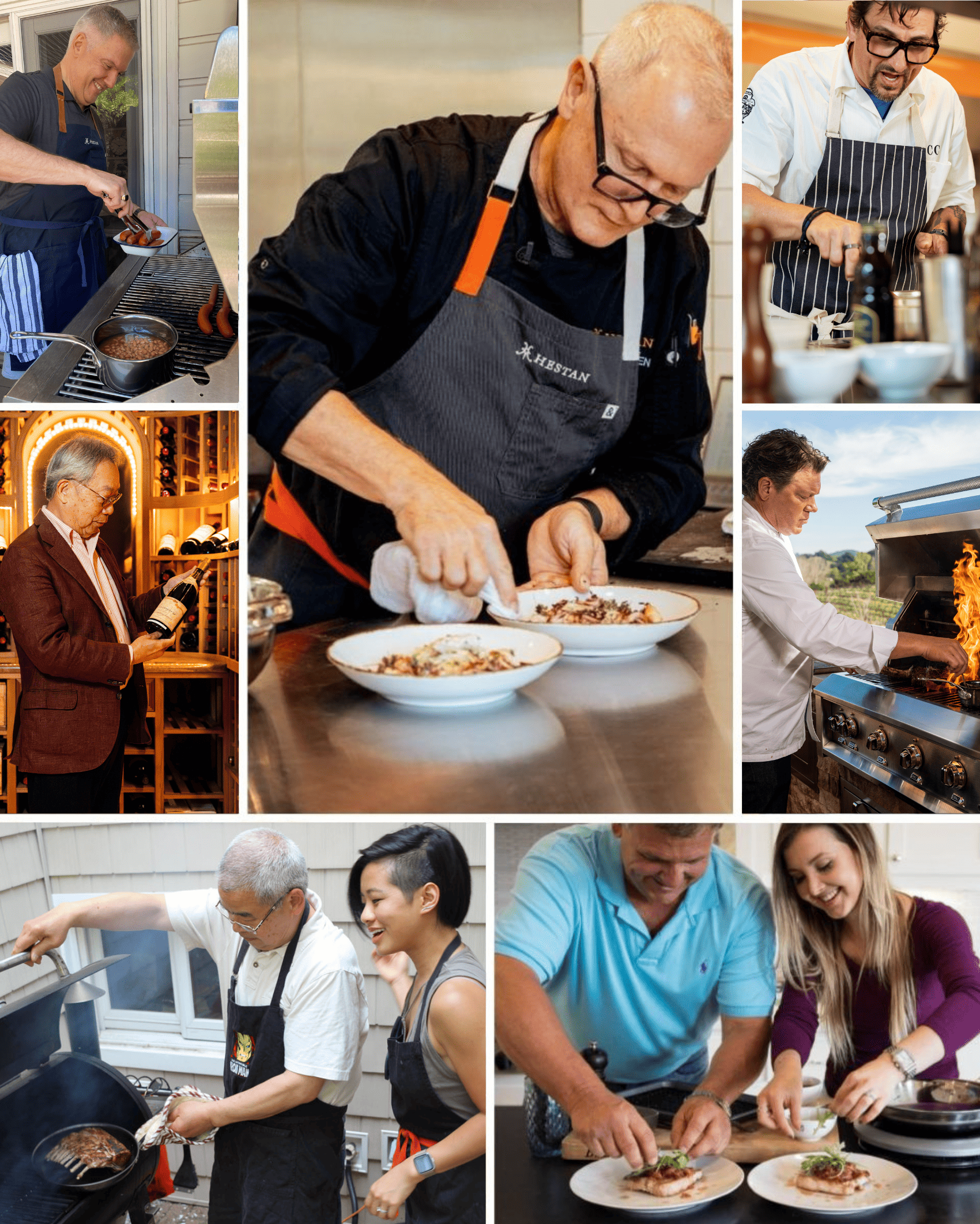 IMG: Collage of men using Hestan cookware