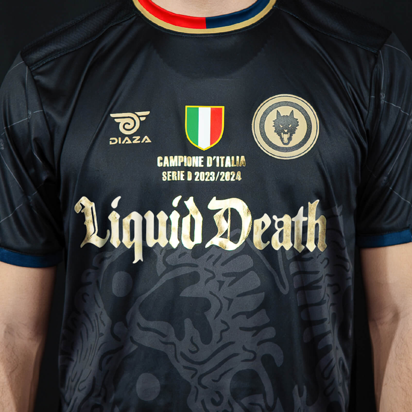 liquid death x campobasso limited edition jersey front