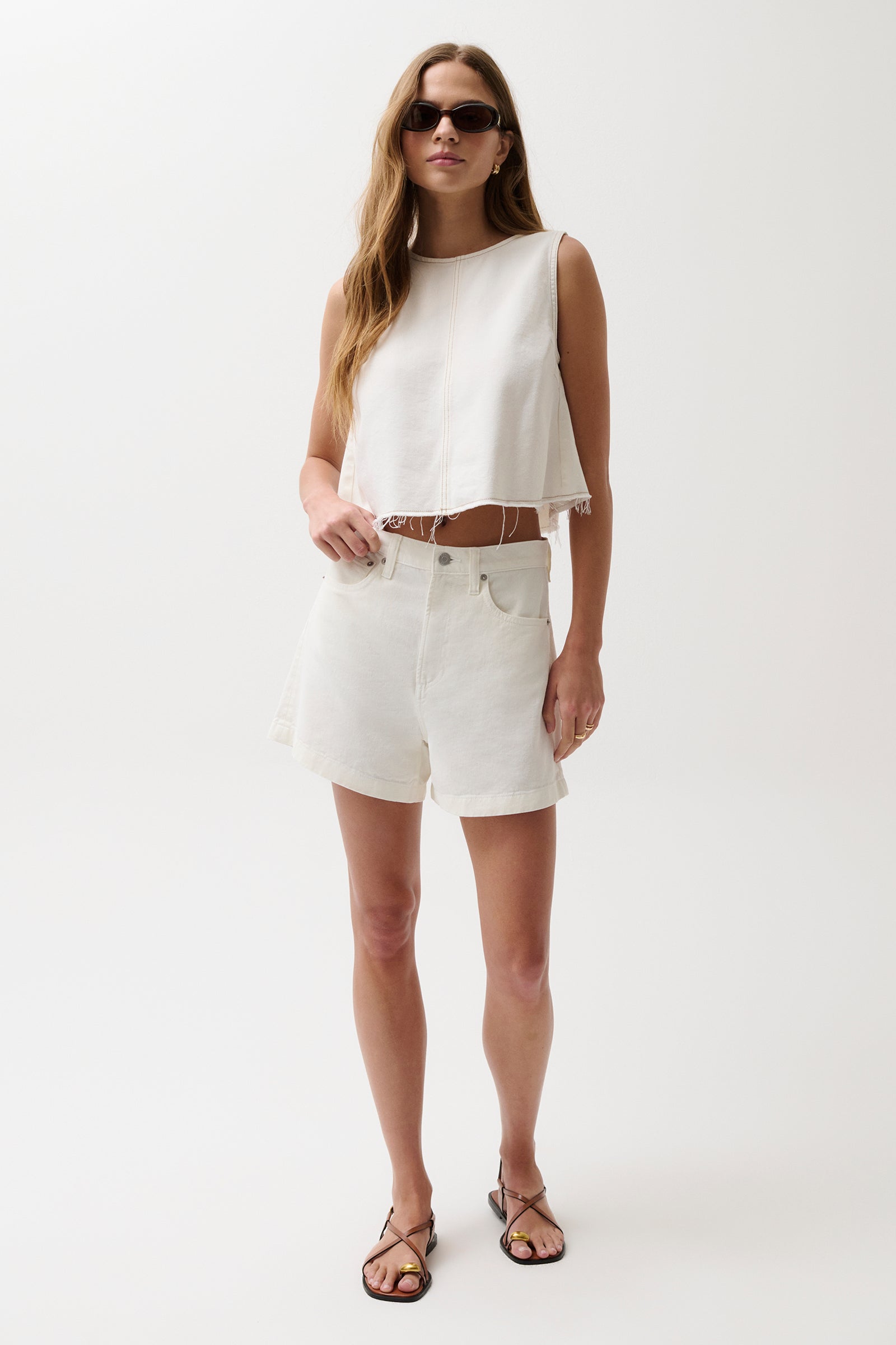 Image of Kimora High Rise Linen Short - Egret