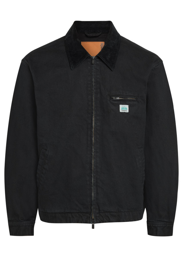 VOWELS Corduroy-trimmed denim jacket