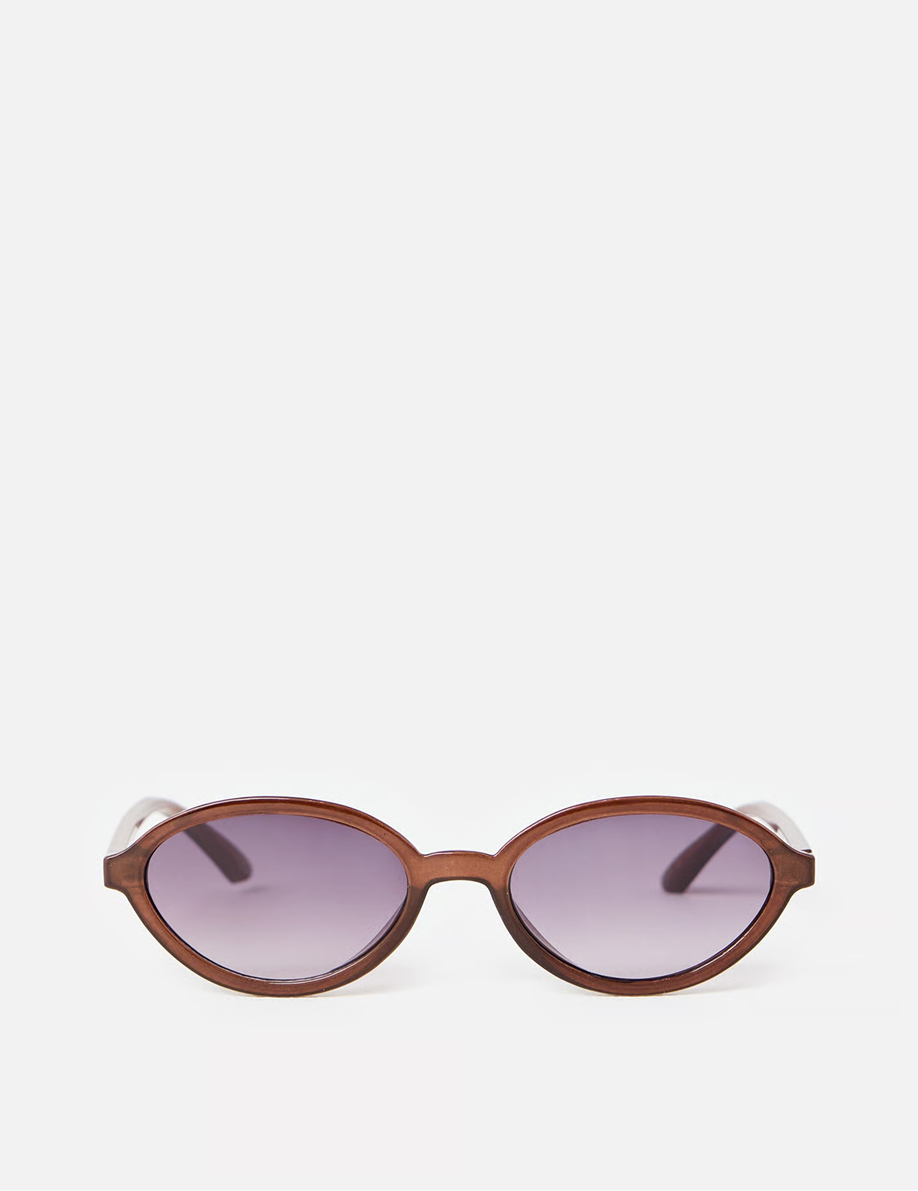 Brown Mini Oval Sunglasses