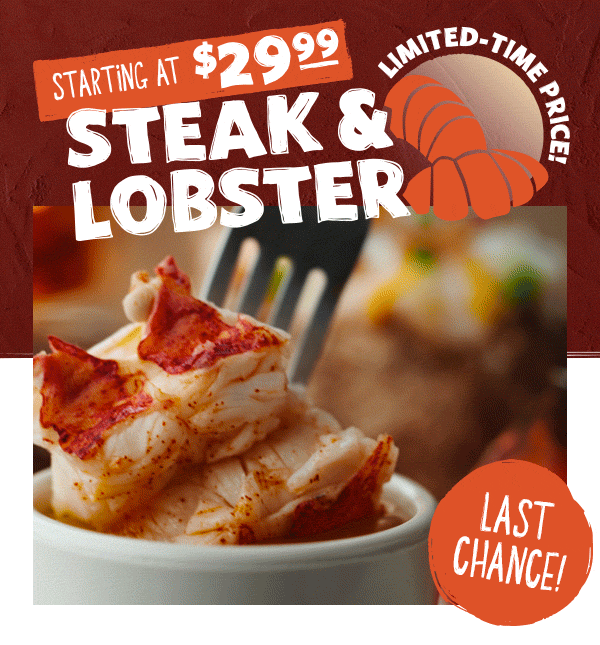 Starting at $29.99 - Steak & Lobster Limited-Time Price Last Chance
