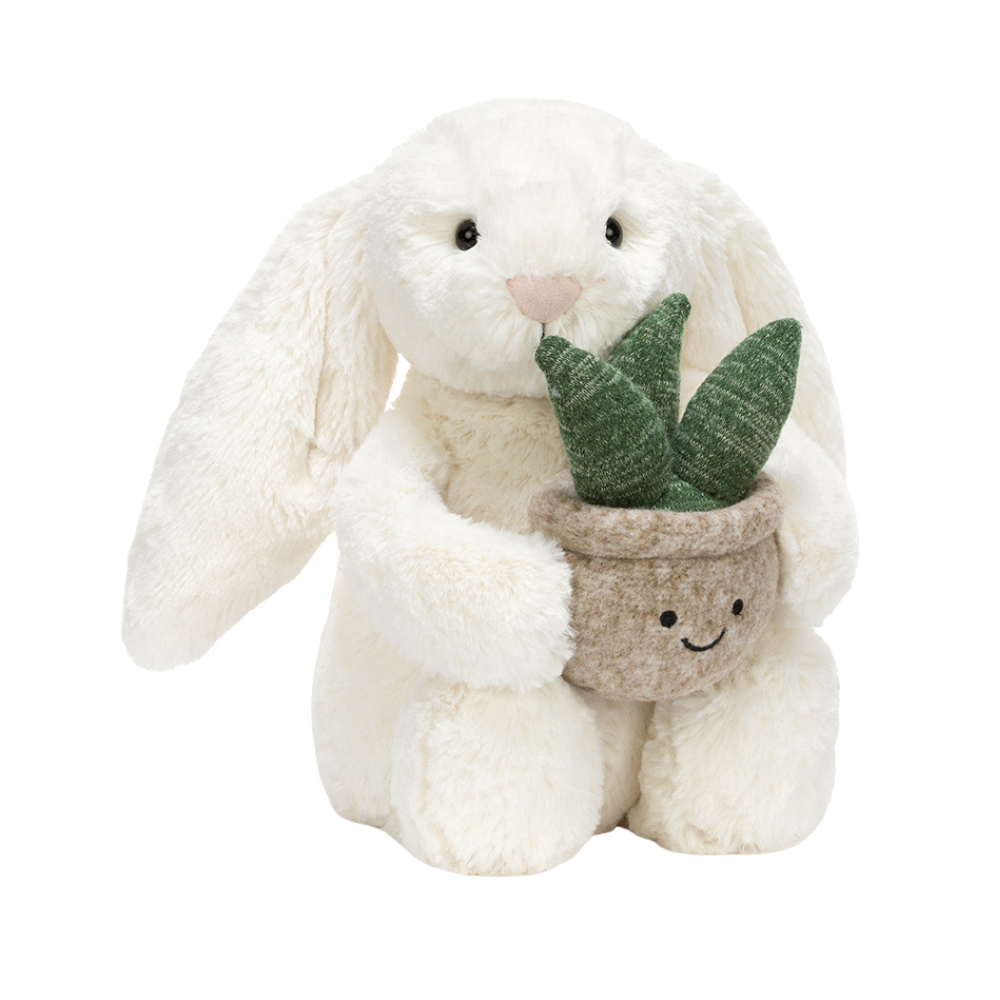 Image of Cream Bunny with Plant