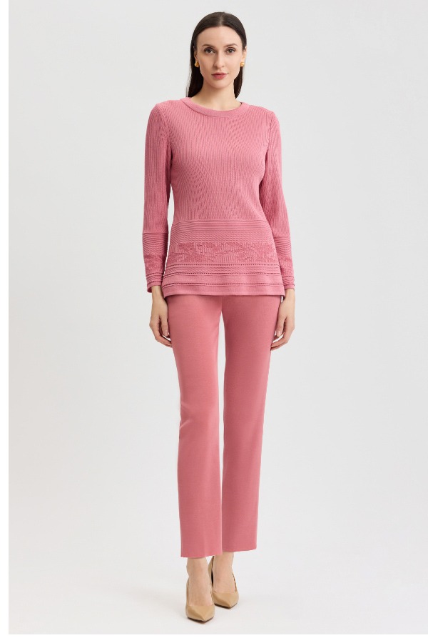 Multi-Stitch Tonal Ribbed Soft Knit Tunic - True Fit