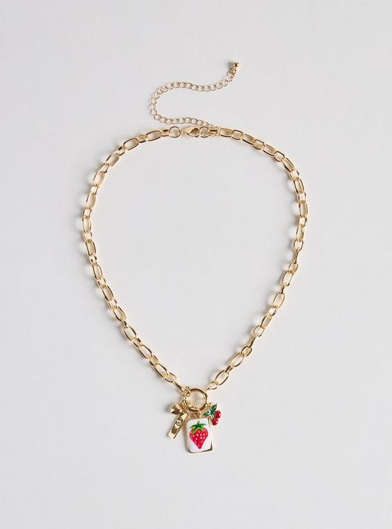 Fruit Charm Link Necklace