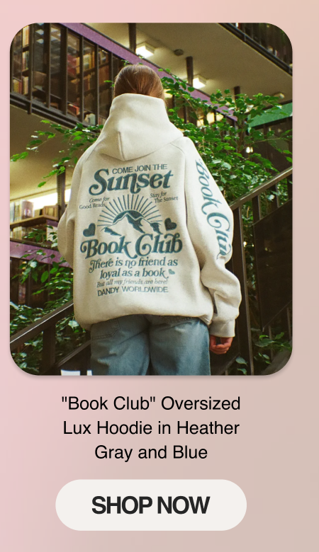 "Book Club" Oversized Lux Hoodie in Heather Gray and Blue