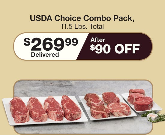 Kansas City Steak Co. USDA Choice Combo Pack, 11.5 Lbs. Total, 12 Large Steaks (4 Strips, 4 Filet Mignon, 4 Ribeyes)