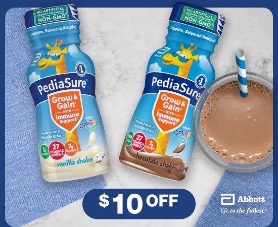 $10 OFF pediasure shakes, abbot life to the fullest®