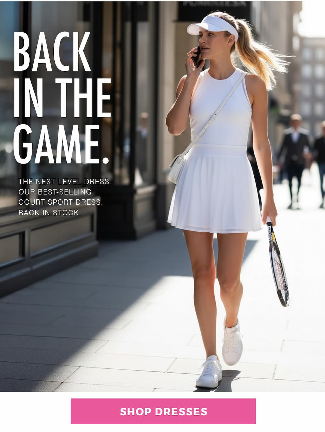Back in the game. The next level dress. Our best-selling court sport dress, back in stock.