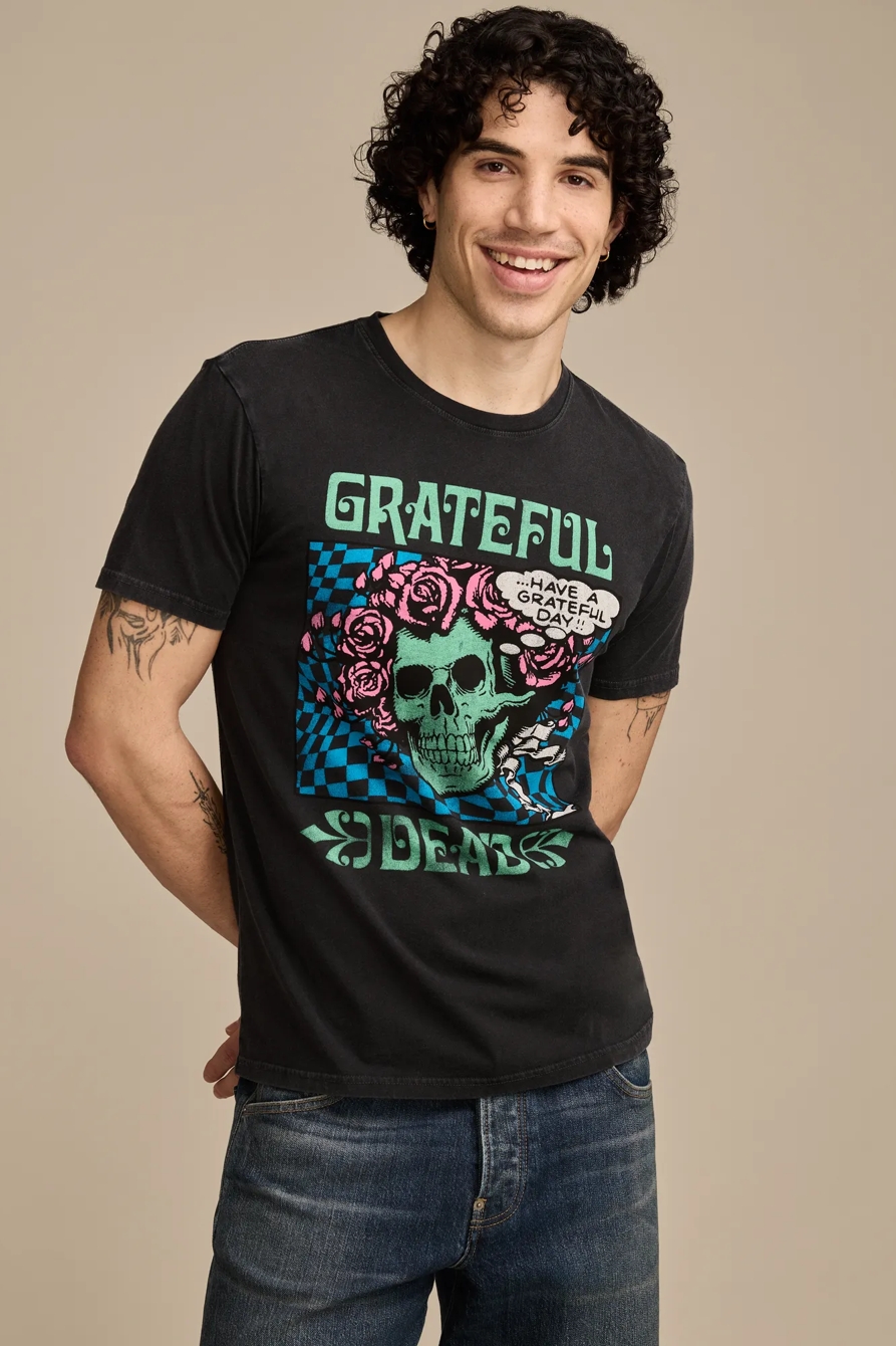 Image of Lucky Brand Grateful Dead Neon Tee - Men's Clothing Tops Shirts Tee Graphic T Shirts in Moonless Night
