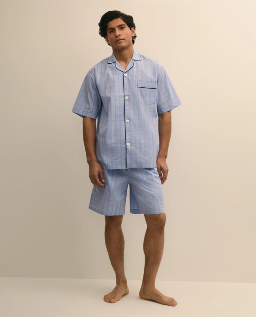 Image of Cotton Broadcloth Plaid Short Pajamas