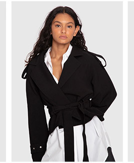 Fast Car Cropped Trench - Black