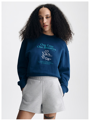 Women's One Love One Brooklyn Sweatshirt Navy Peony