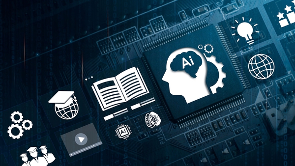 icons including gears, people and a globe wearing grad caps, a book, a brain with 