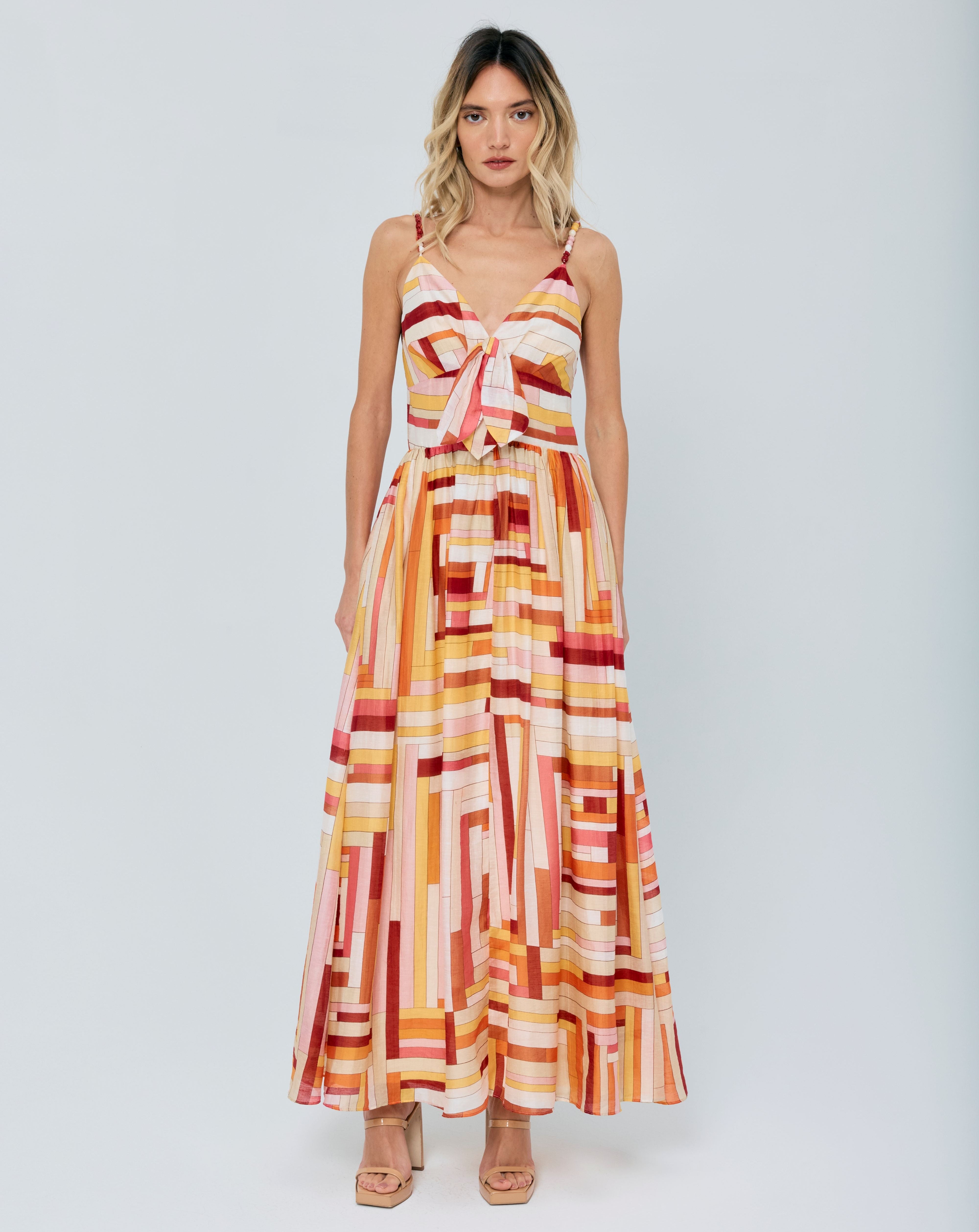 Image of Fiona Striped A-Line Maxi Dress