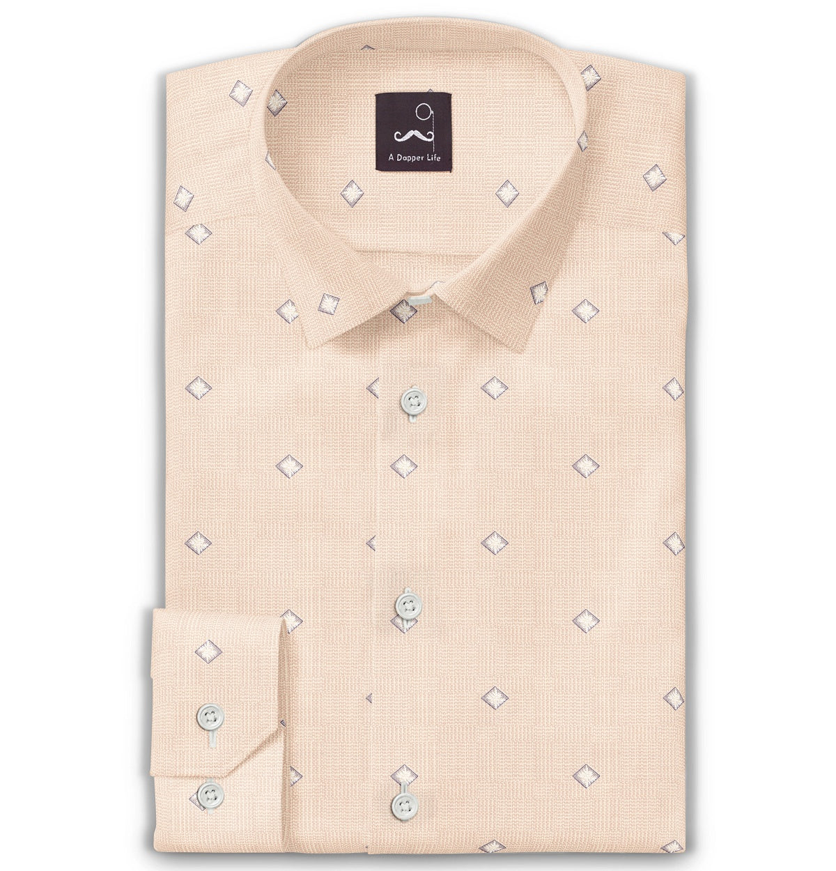 Image of Pure Cotton - Long Sleeve - Beige with Diamond Print