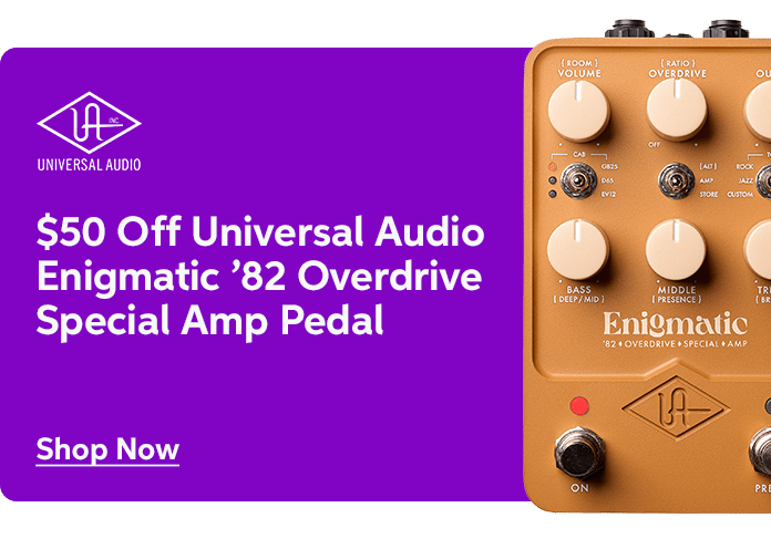 $50 off the Universal Audio Enigmatic '82 Overdrive Special Amp Pedal