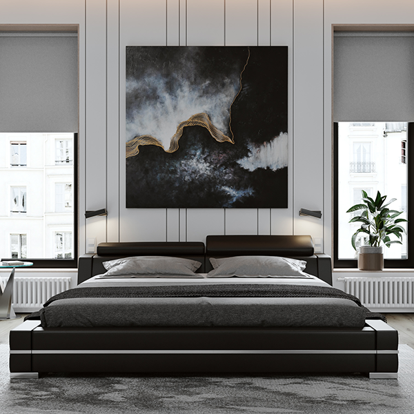 Hera Leather Bed - Black