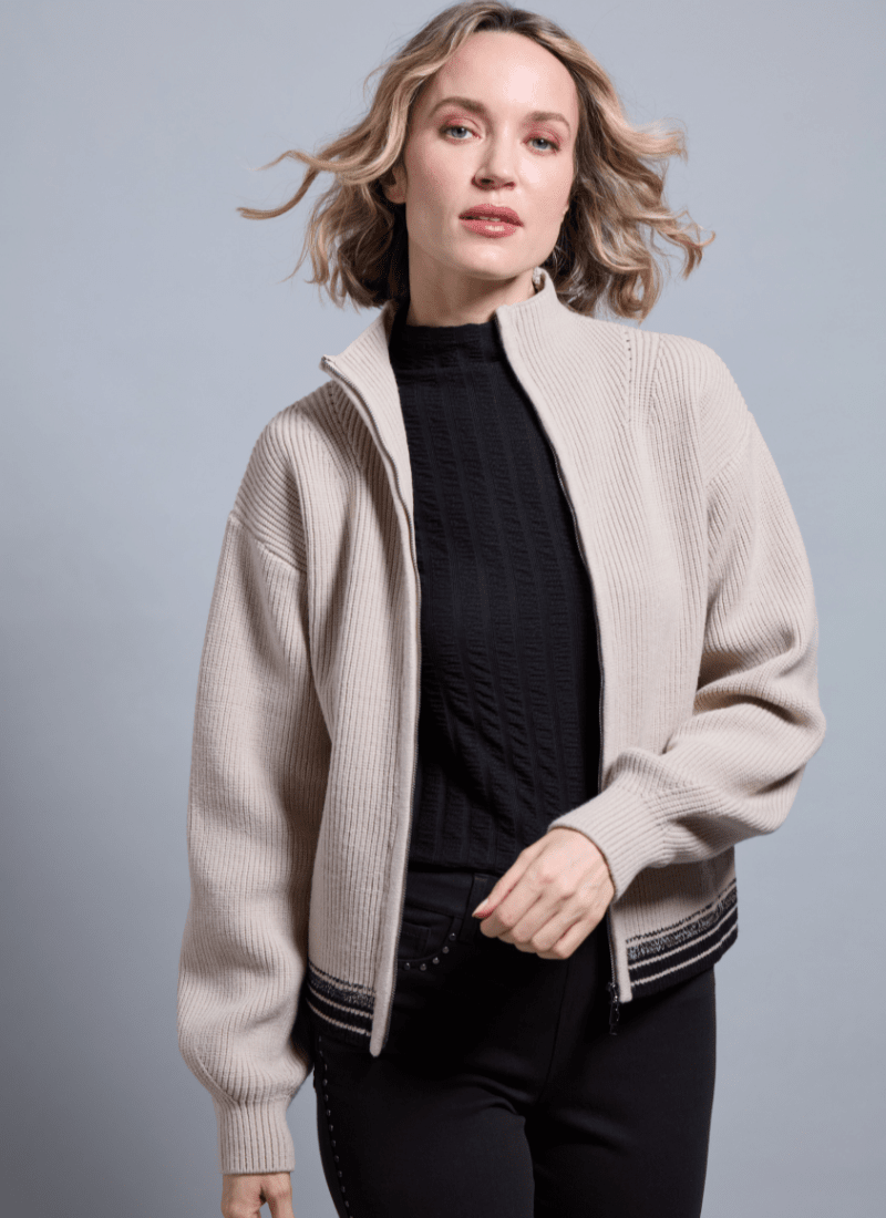 Image of Blythe Zip Up Cozy Rib Sweater